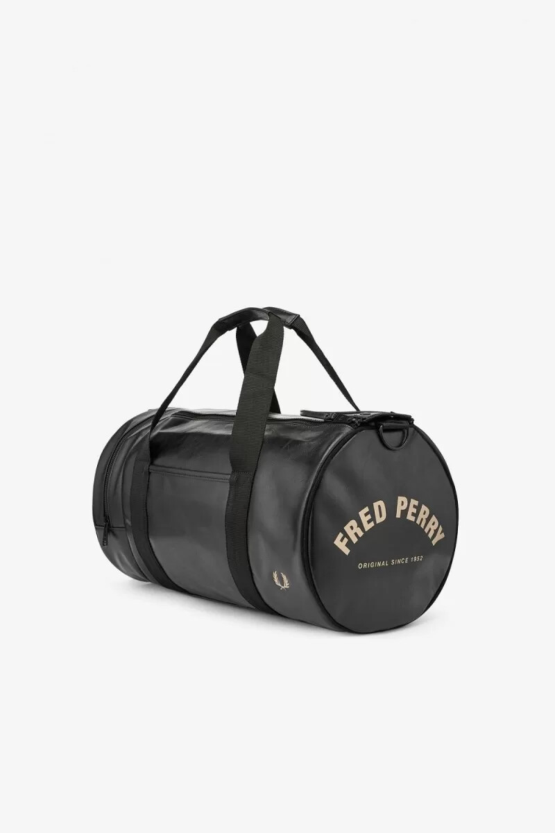 bolso fred perry tonal pu barrel para mujer color negro