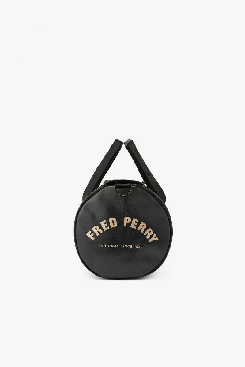 bolso fred perry tonal pu barrel para mujer color negro