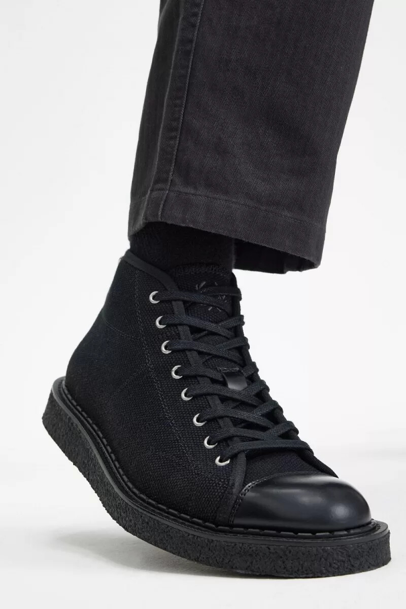 botas fred perry canvas monkey para mujer negras