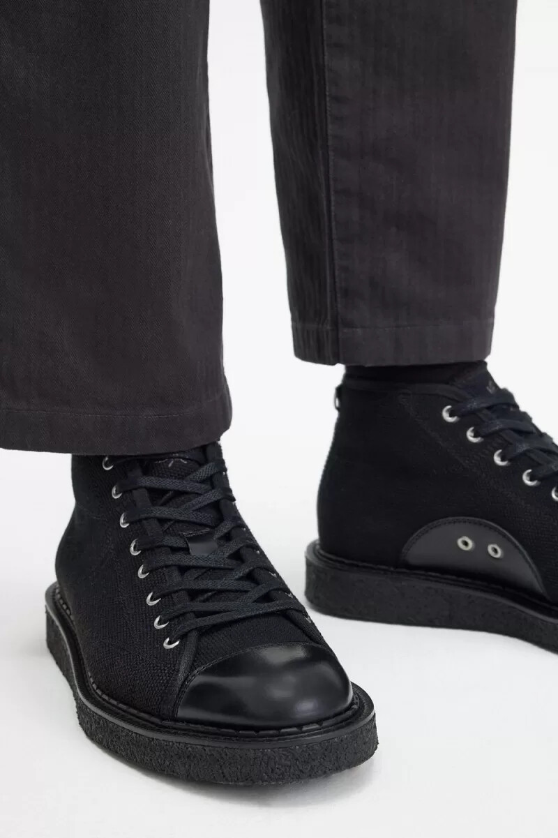 botas fred perry canvas monkey para mujer negras