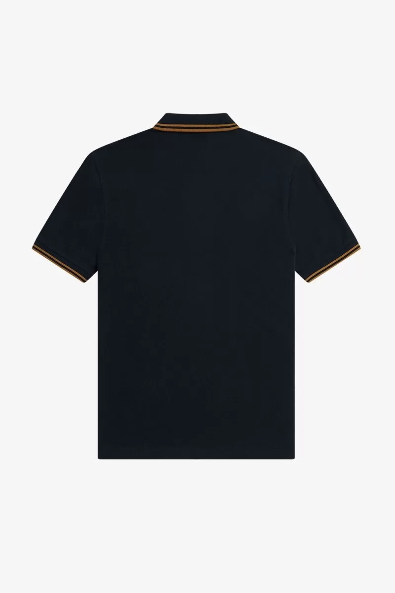 camisa fred perry m3600 para hombre color azul marino y café oscuro