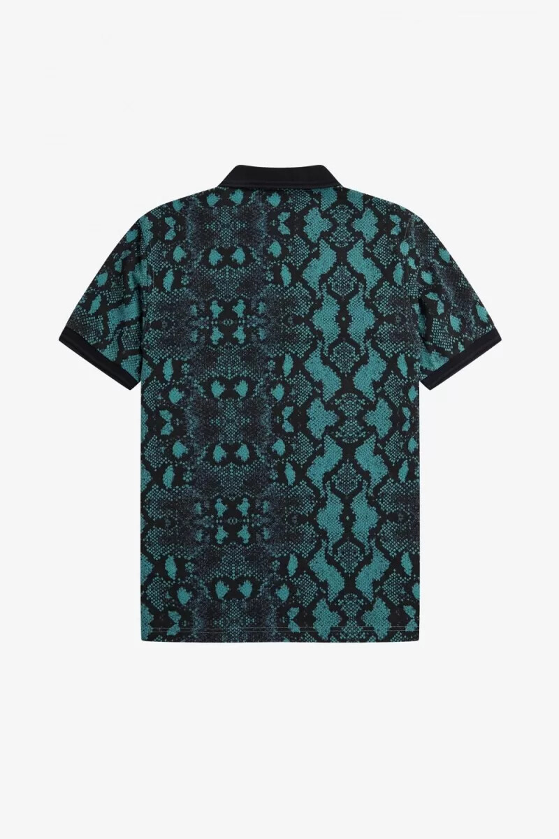camisa fred perry con estampado de serpiente para hombre en color menta intenso