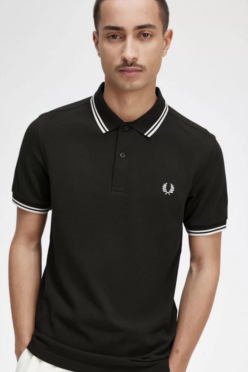 camisa fred perry m3600 para hombre verde noche blanco nieve