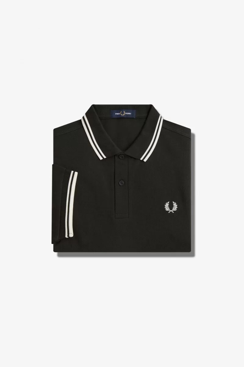 camisa fred perry m3600 para hombre verde noche blanco nieve
