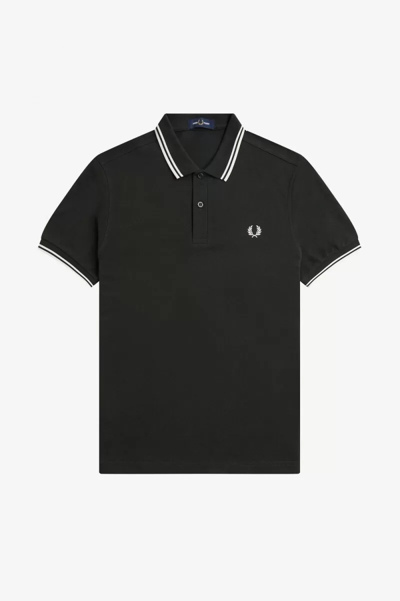 camisa fred perry m3600 para hombre verde noche blanco nieve