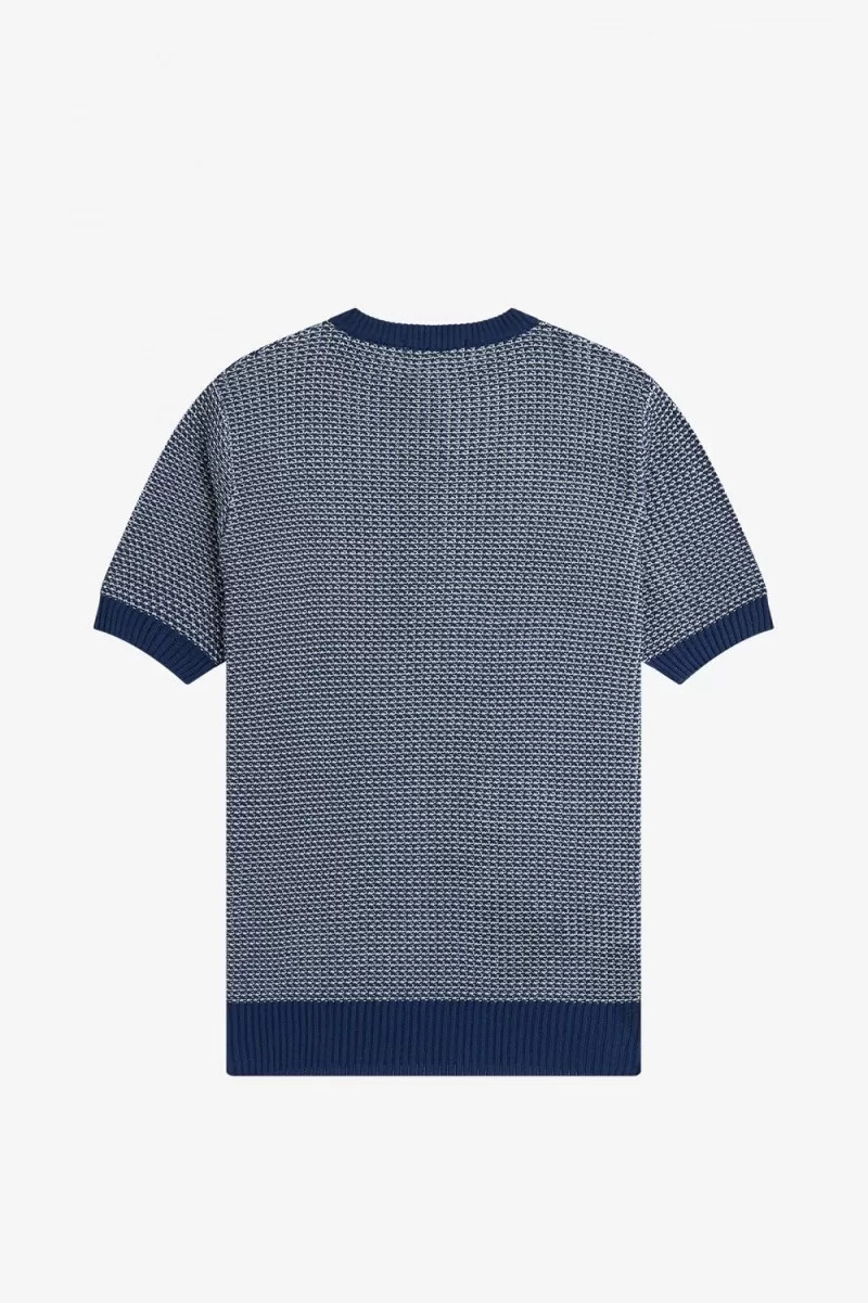 camisa de punto con textura bicolor fred perry para hombre azul marino francés
