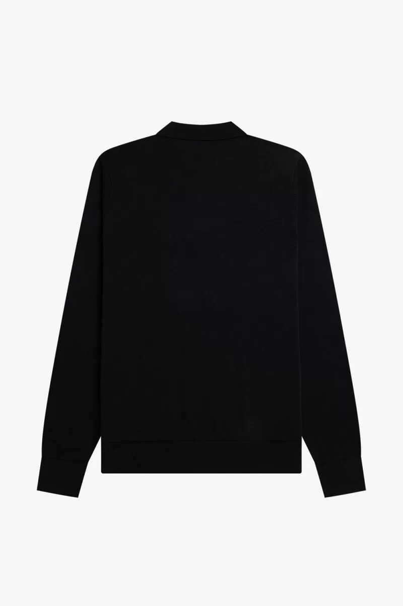 camisa de punto de rayas verticales fred perry para hombre negra