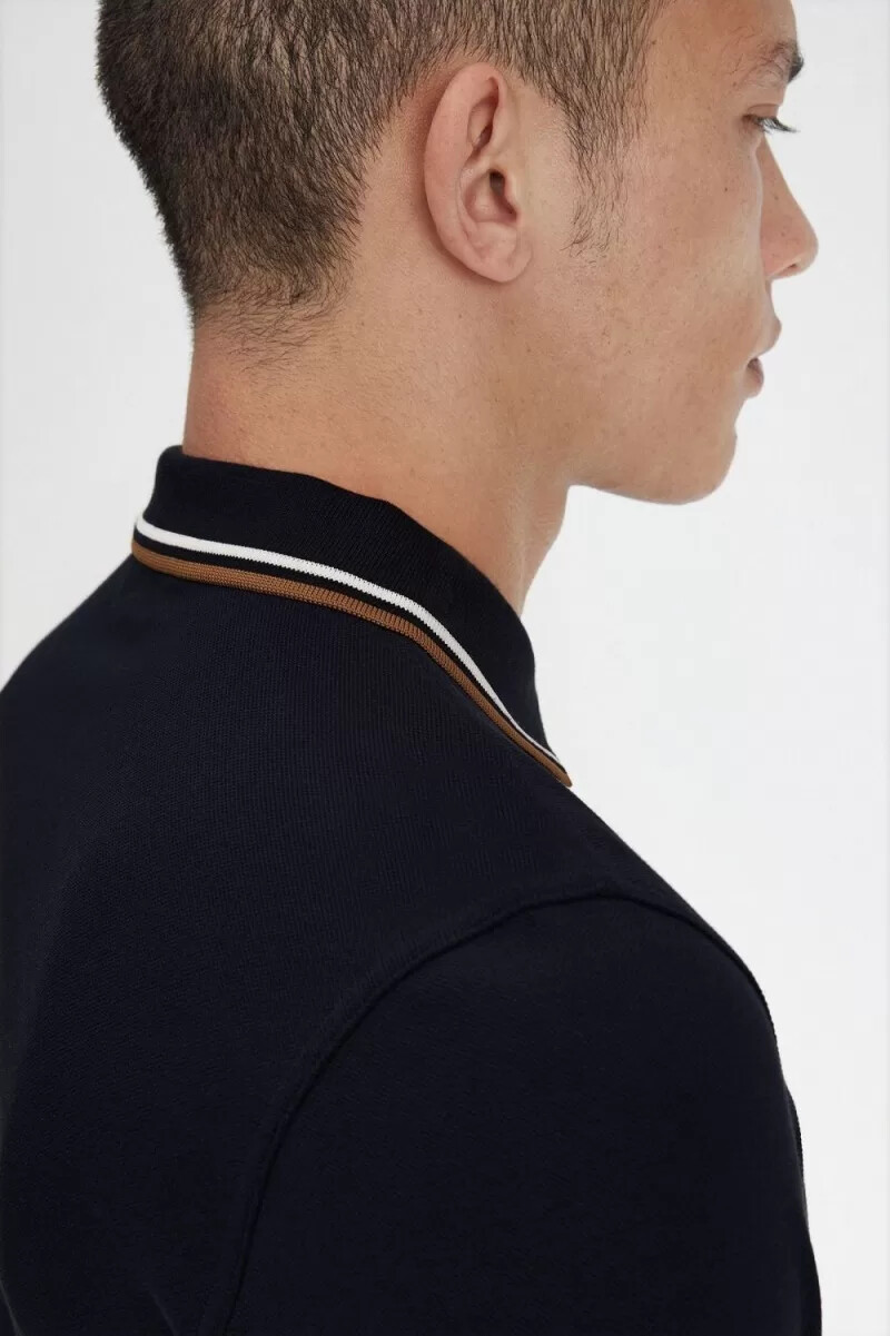 camisa fred perry m3636 para hombre azul marino blanco nieve y marrón