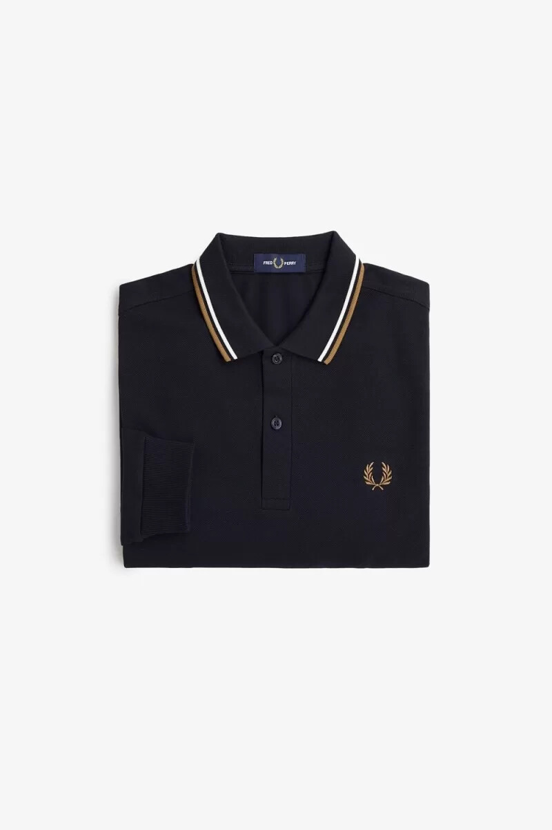 camisa fred perry m3636 para hombre azul marino blanco nieve y marrón