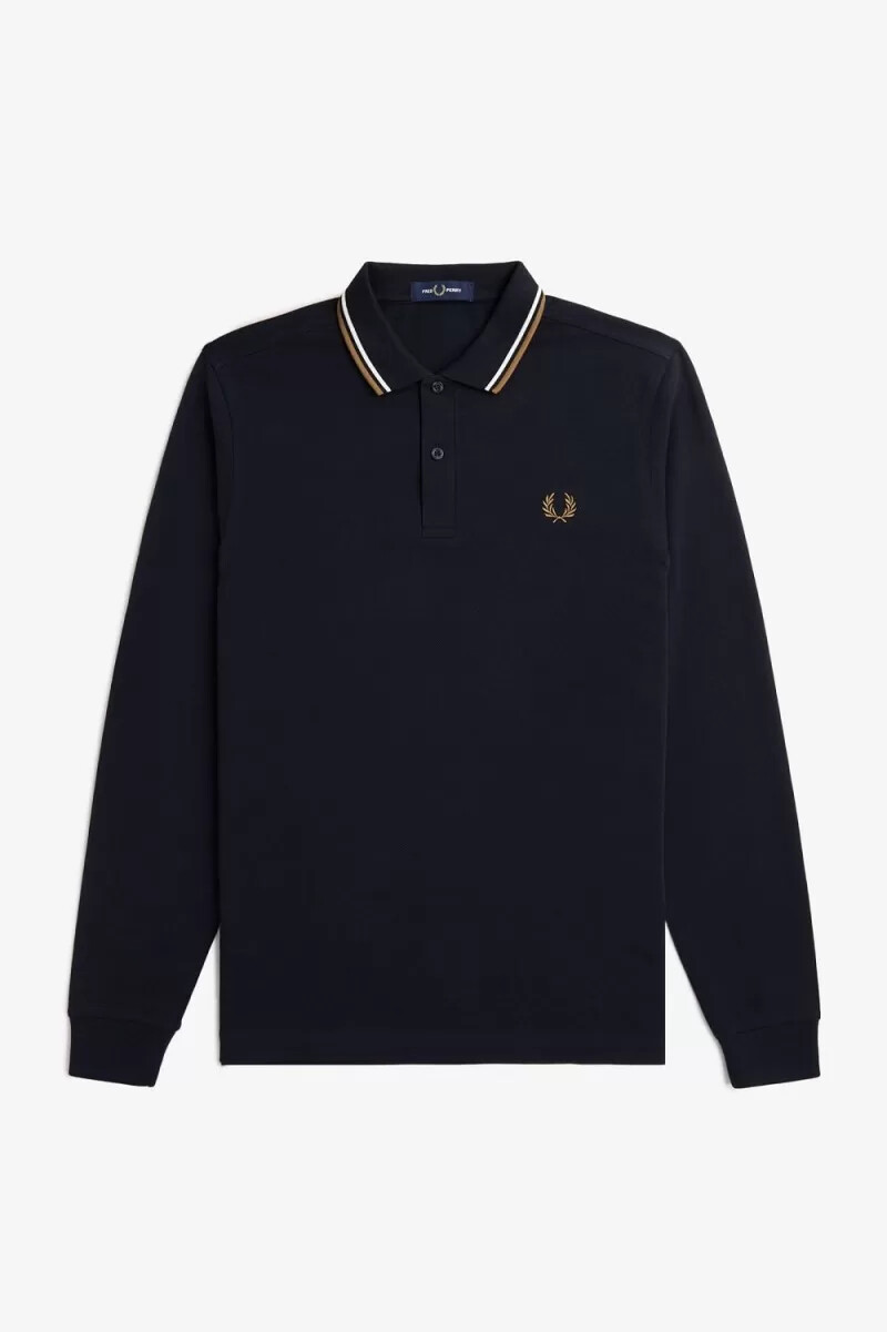 camisa fred perry m3636 para hombre azul marino blanco nieve y marrón