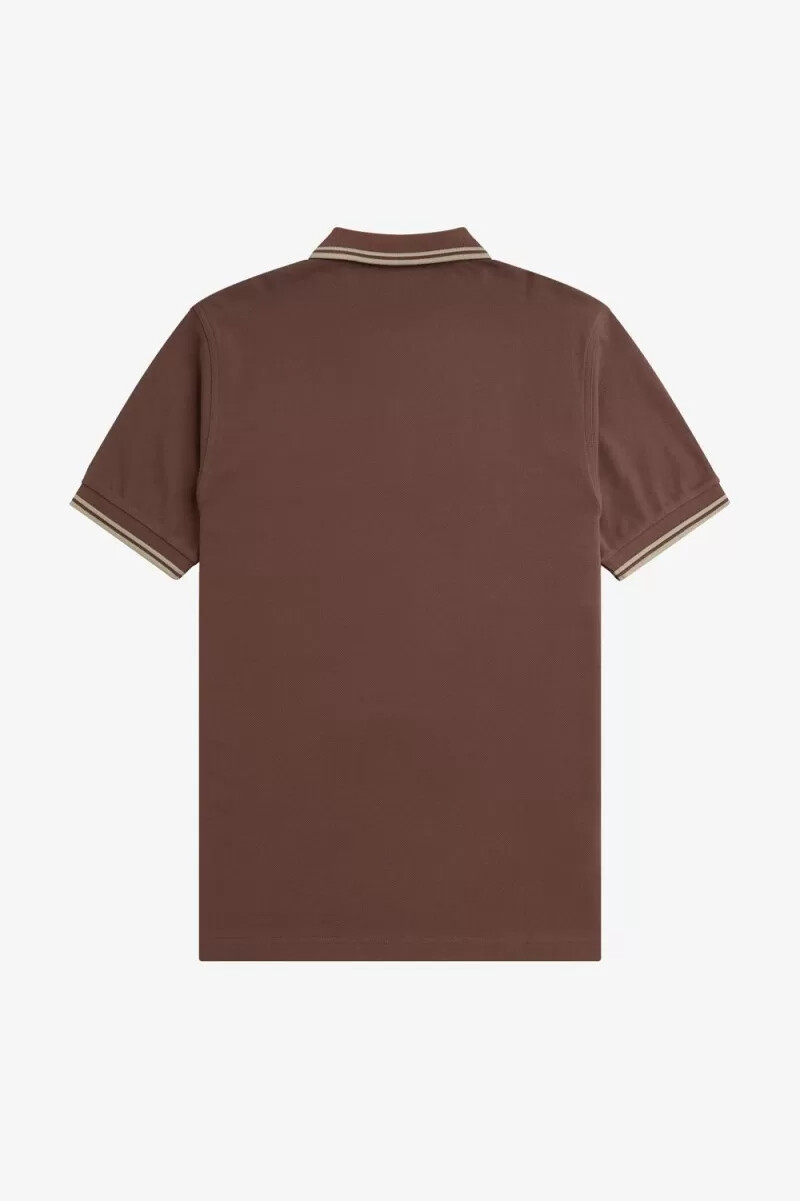 camisa fred perry m3600 para hombre color rojo oscuro y gris cálido