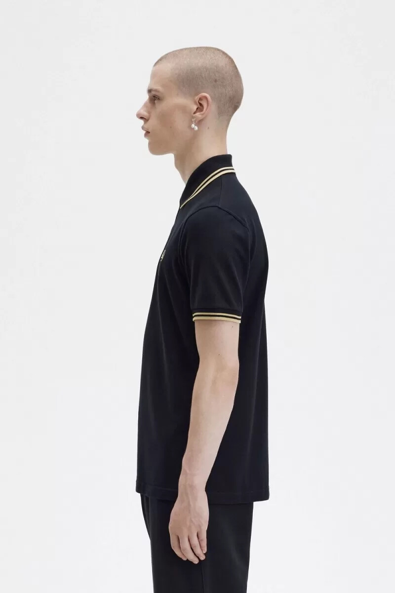 camisa fred perry m12 para hombre color negro champán
