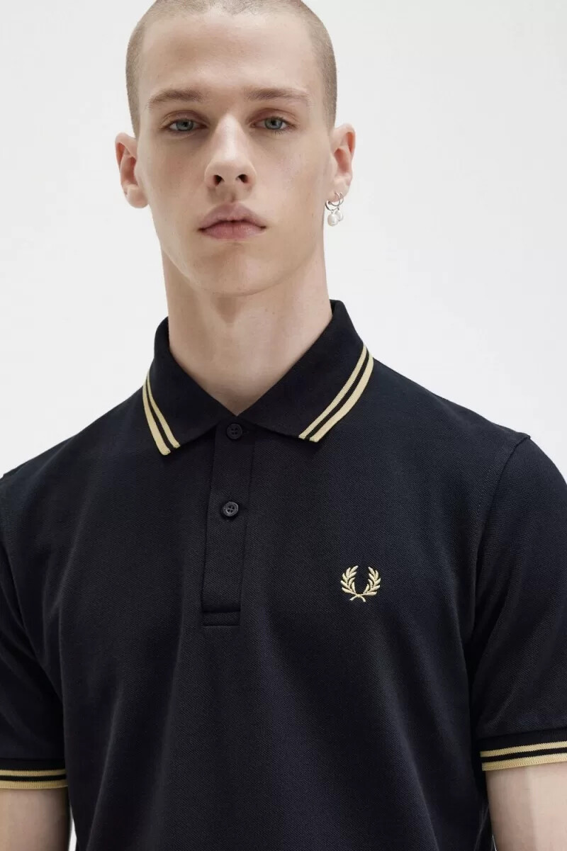 camisa fred perry m12 para hombre color negro champán