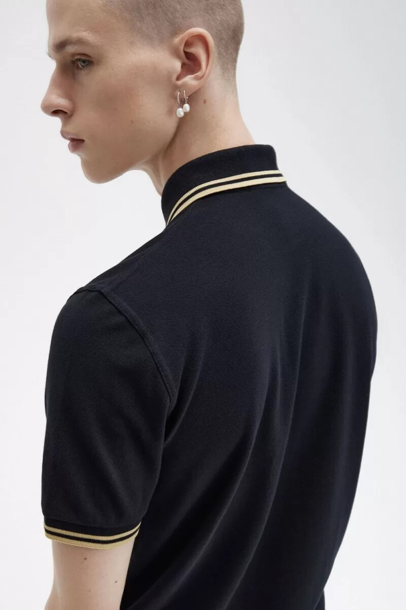 camisa fred perry m12 para hombre color negro champán