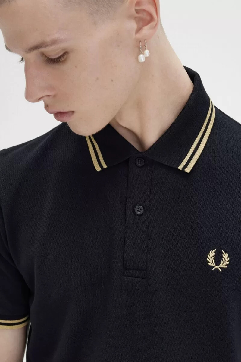 camisa fred perry m12 para hombre color negro champán