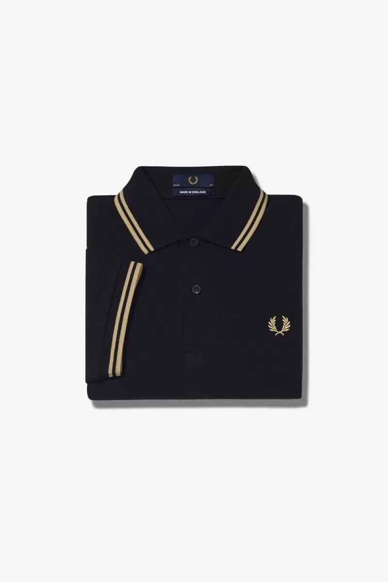 camisa fred perry m12 para hombre color negro champán