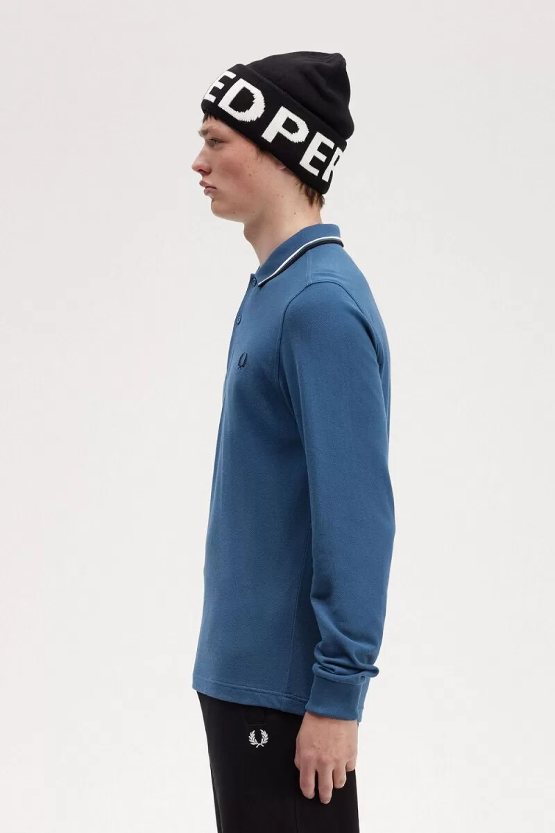 camisa fred perry m3636 para hombre azul medianoche blanco nieve y negro
