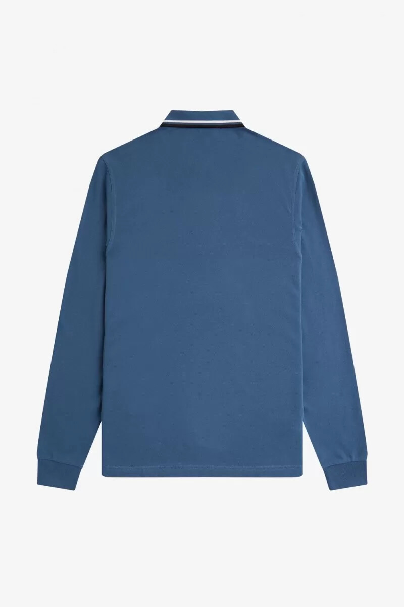 camisa fred perry m3636 para hombre azul medianoche blanco nieve y negro
