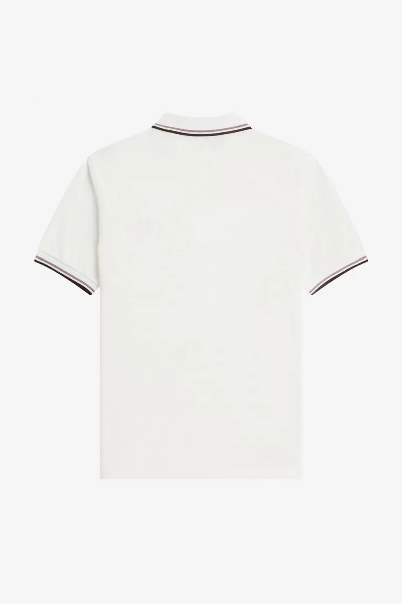 camisa fred perry m3600 para hombre color blanco nieve rosa intenso y tabaco quemado