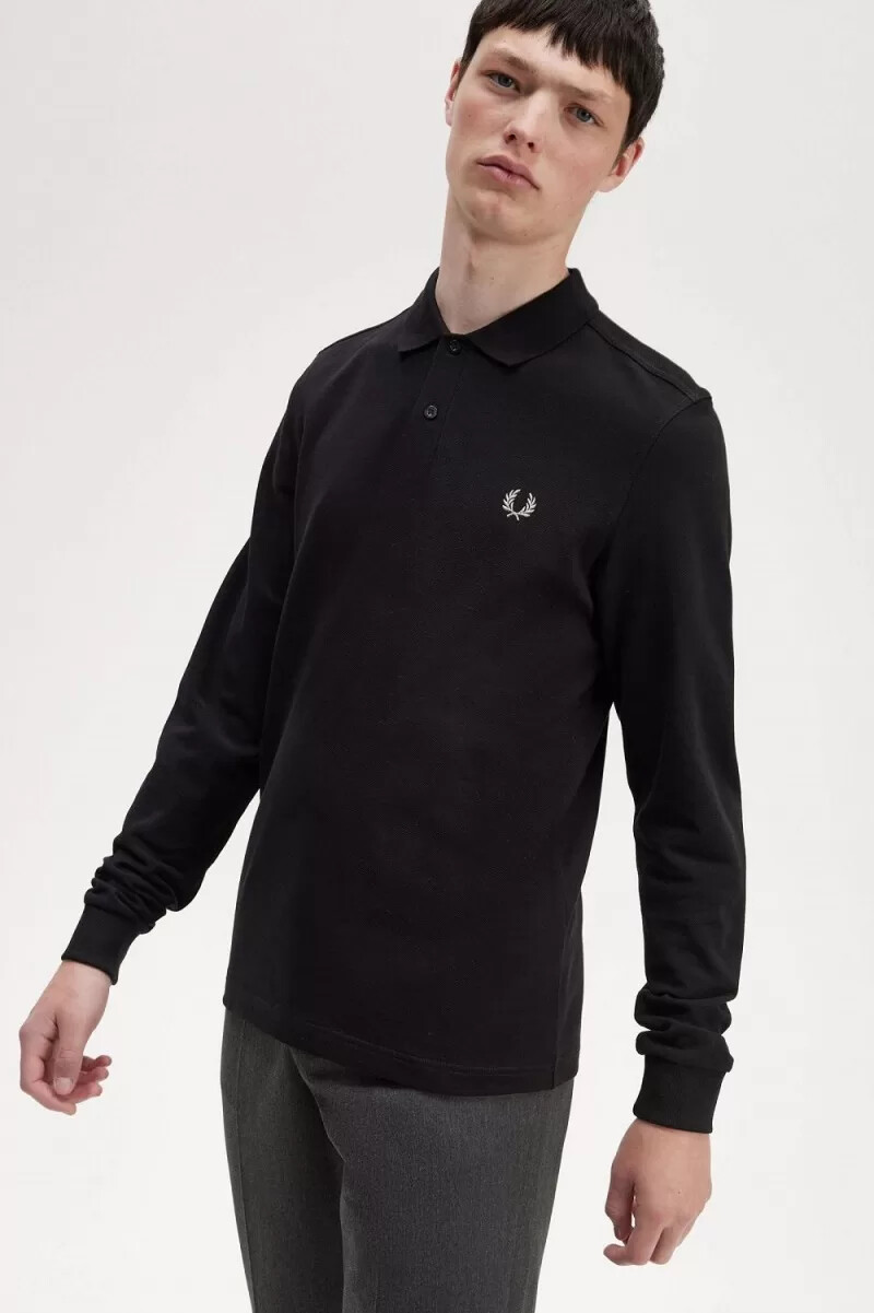 camisa fred perry m6006 para hombre color negro cromado