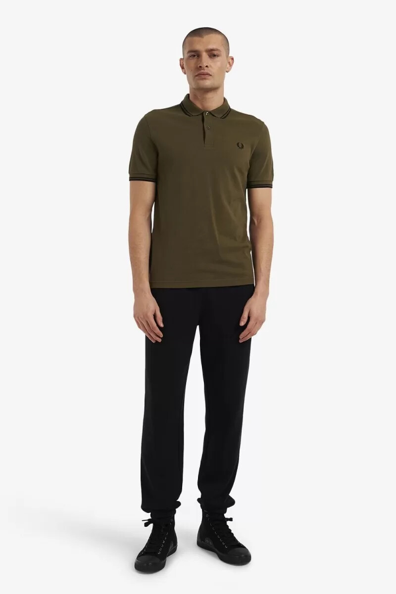 camisa fred perry m3600 para hombre uniforme verde y negro