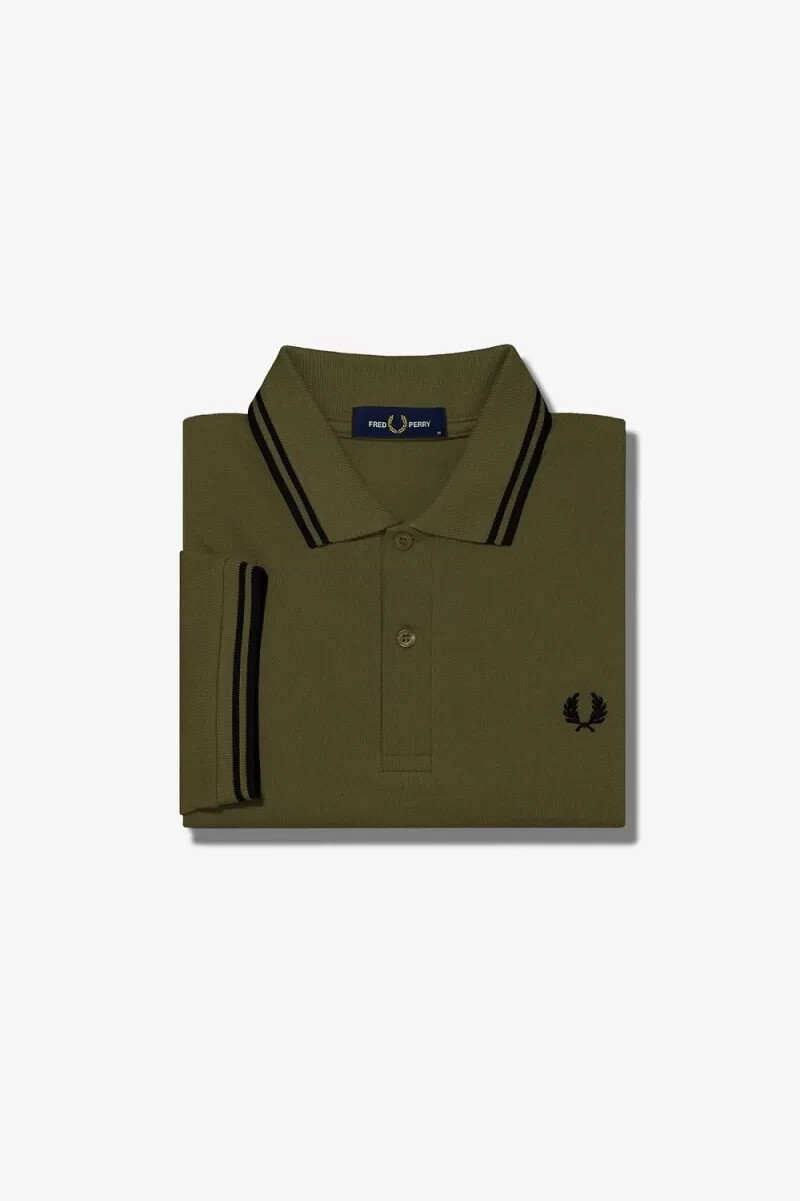 camisa fred perry m3600 para hombre uniforme verde y negro
