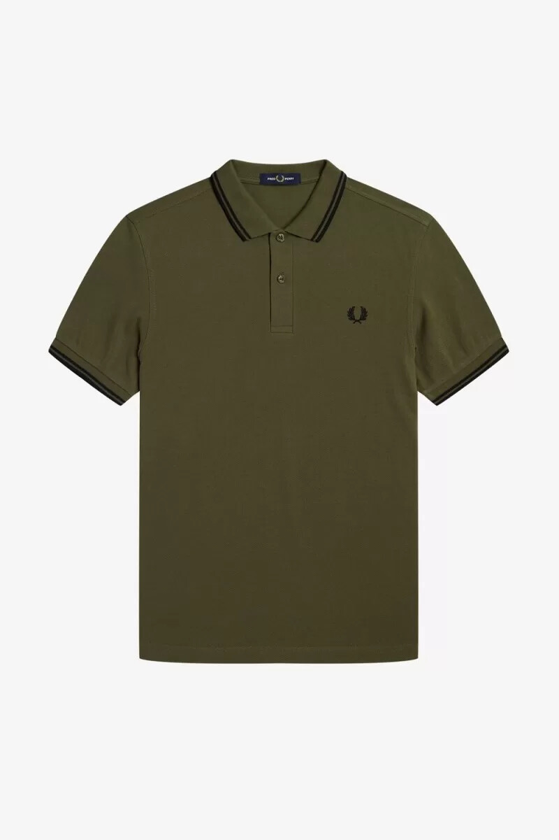 camisa fred perry m3600 para hombre uniforme verde y negro