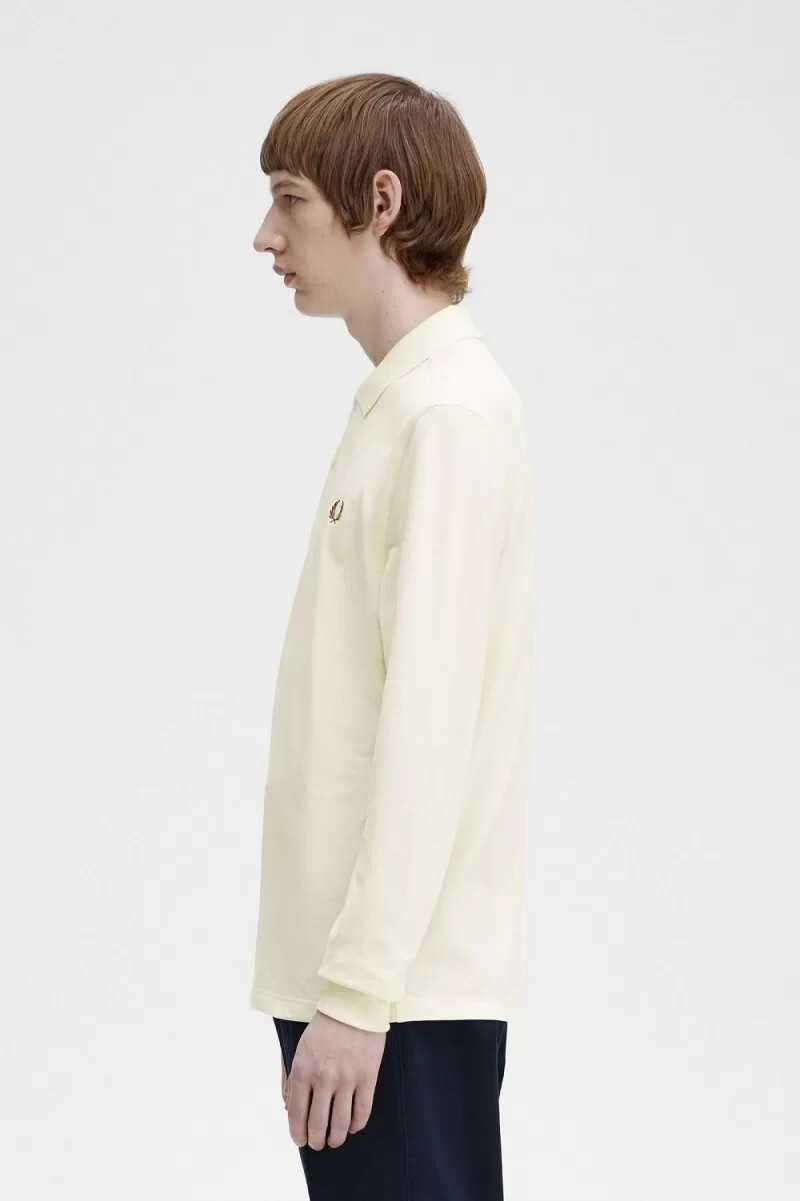 camisa fred perry m6006 para hombre beige marrón whisky