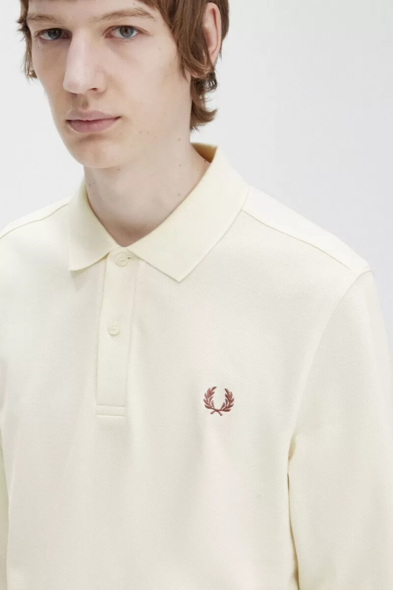 camisa fred perry m6006 para hombre beige marrón whisky