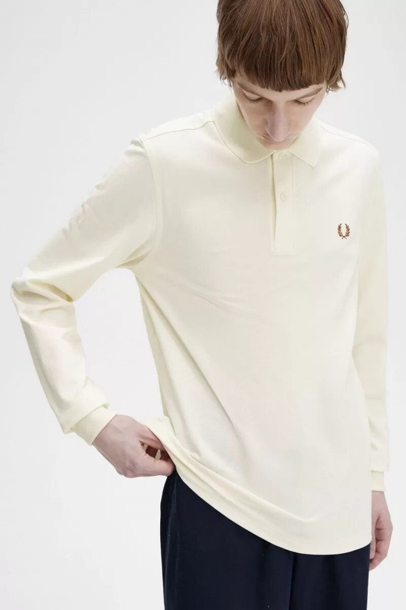 camisa fred perry m6006 para hombre beige marrón whisky