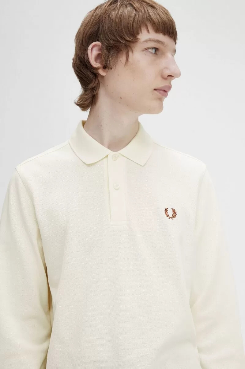 camisa fred perry m6006 para hombre beige marrón whisky