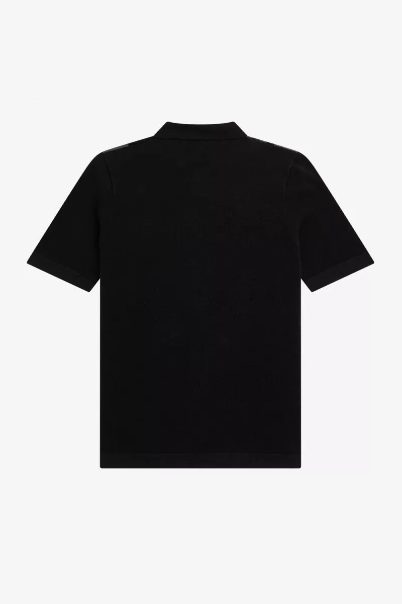 camisa de punto a rayas fred perry para hombre negra
