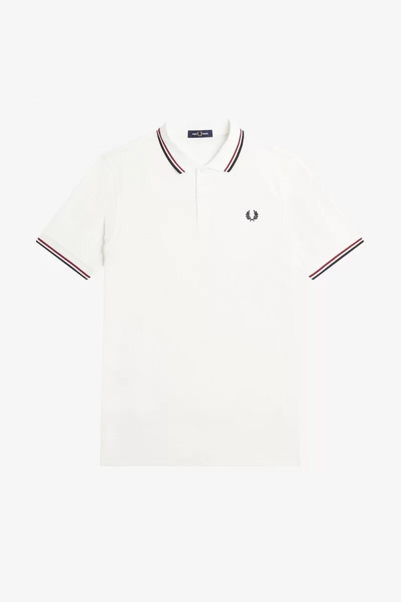camisa fred perry m3600 para hombre blanco nieve rojo quemado azul marino