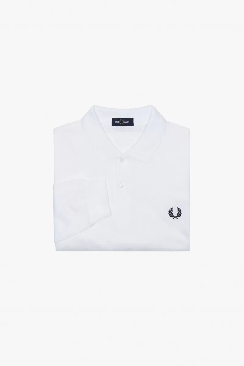 camisa fred perry m6006 para hombre blanca y azul marino
