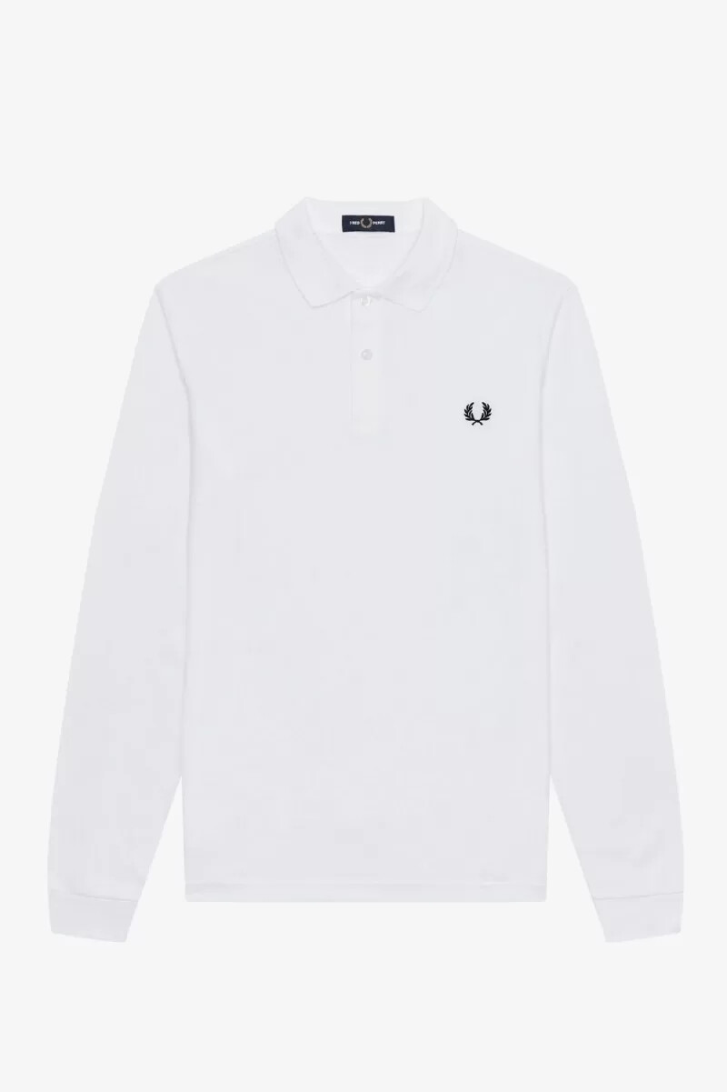 camisa fred perry m6006 para hombre blanca y azul marino