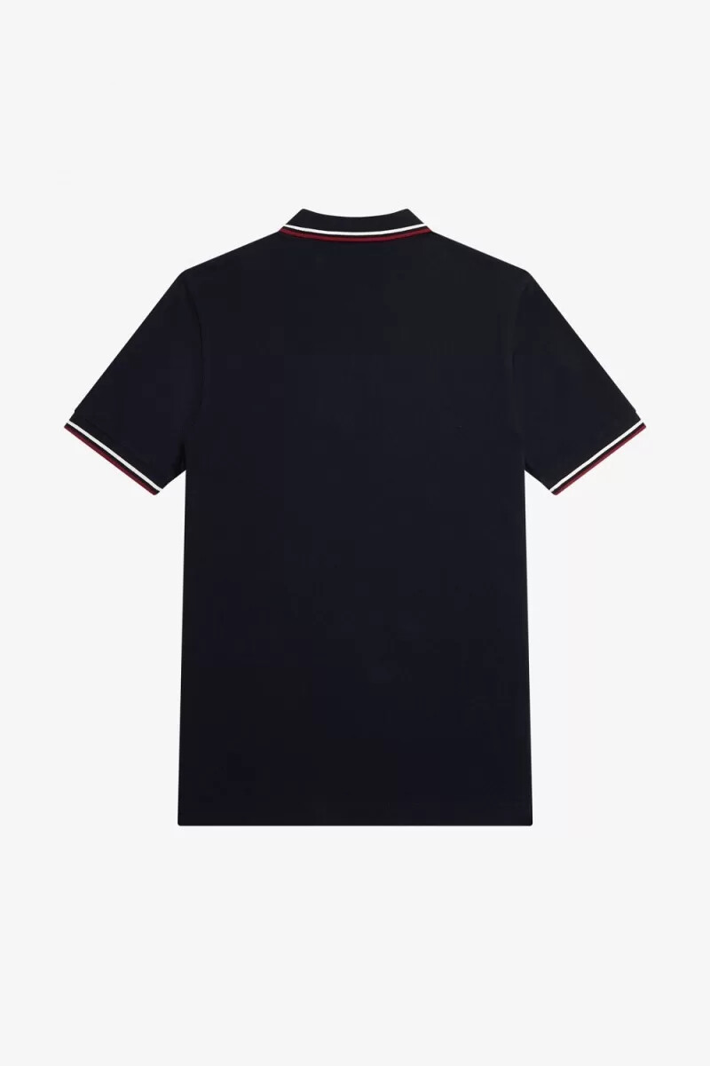 camisa fred perry m3600 para hombre azul marino blanco nieve rojo quemado