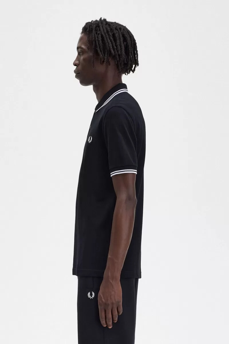 camisa fred perry m3600 para hombre negra y blanca