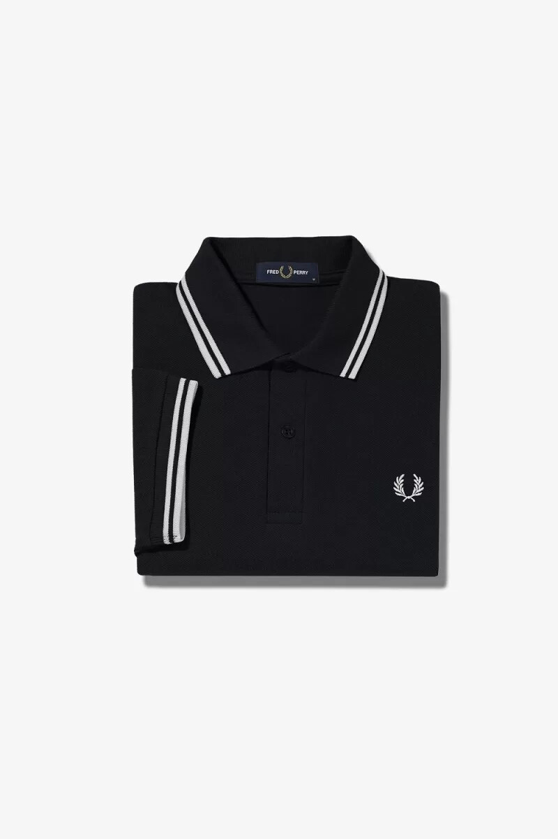 camisa fred perry m3600 para hombre negra y blanca