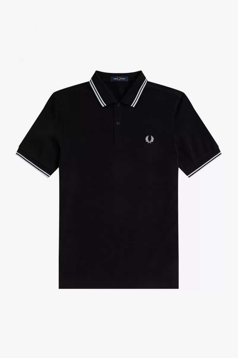 camisa fred perry m3600 para hombre negra y blanca