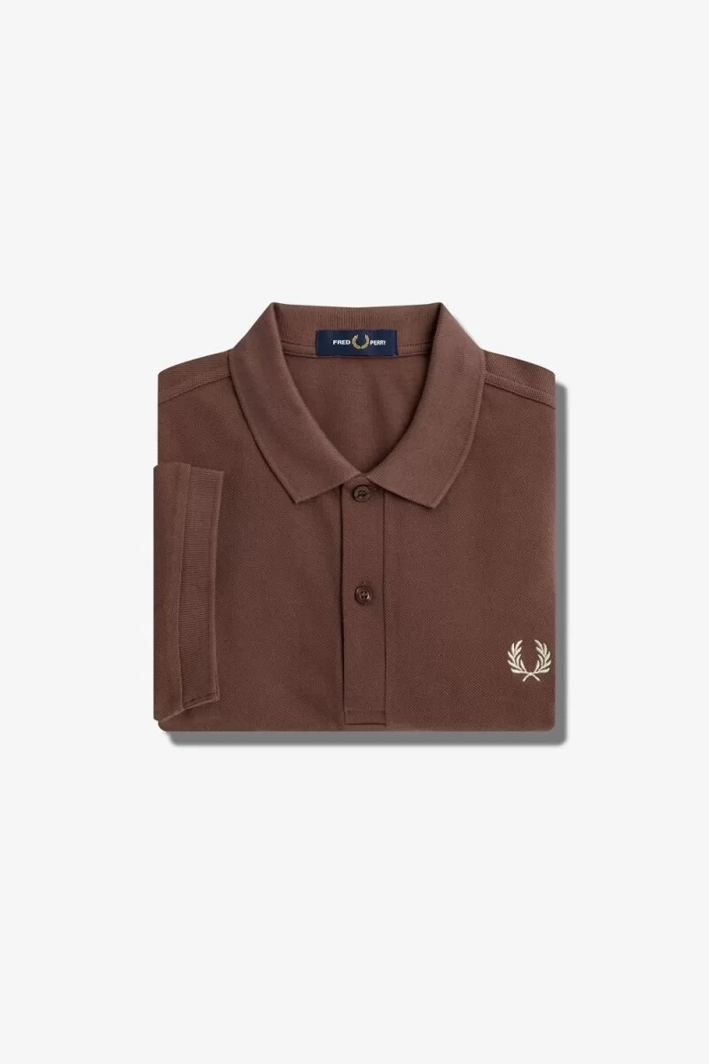 camisa fred perry m6000 para hombre color rojo oscuro y gris cálido