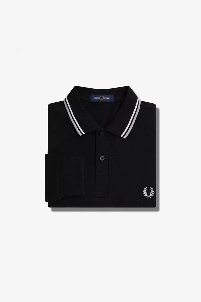 camisa fred perry m3636 para hombre color negro beige y piedra caliza
