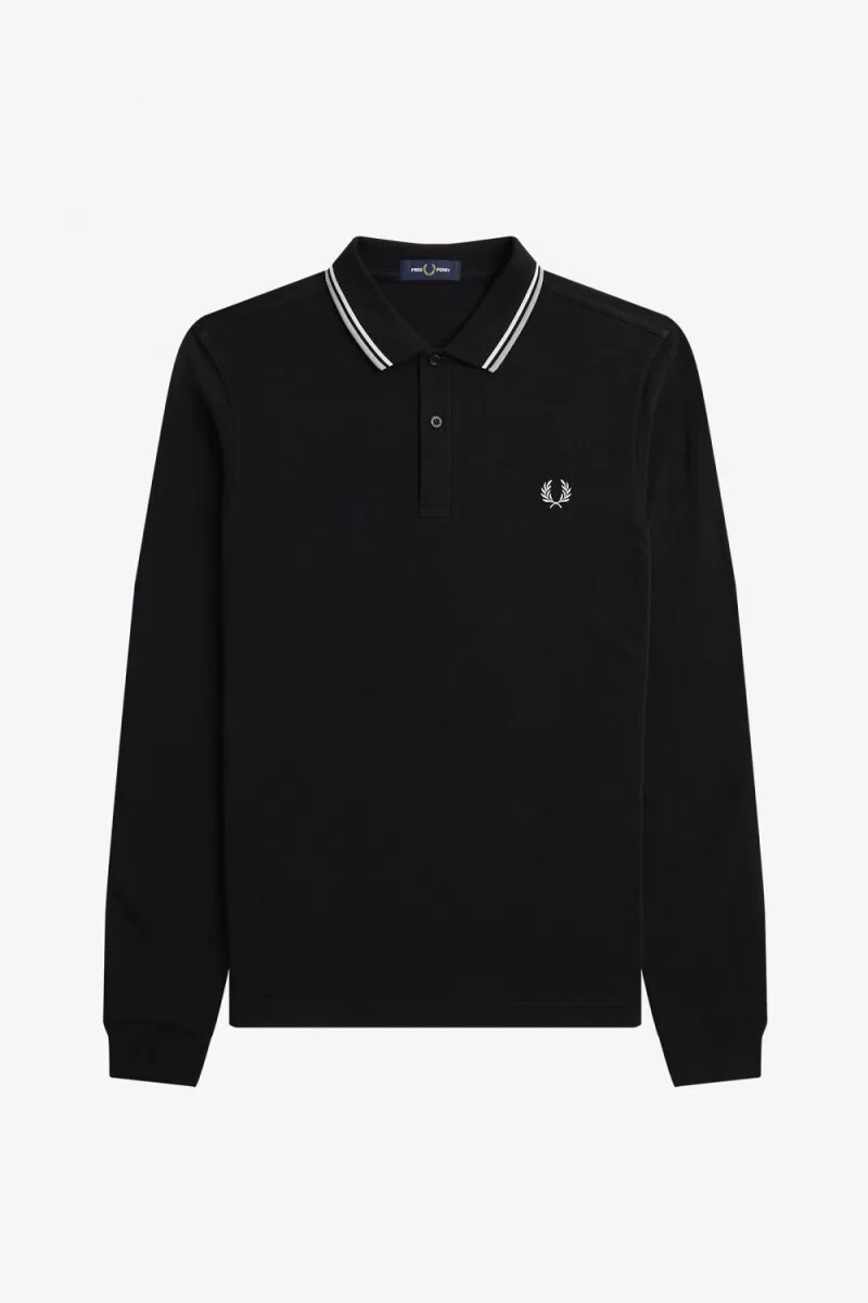 camisa fred perry m3636 para hombre color negro beige y piedra caliza