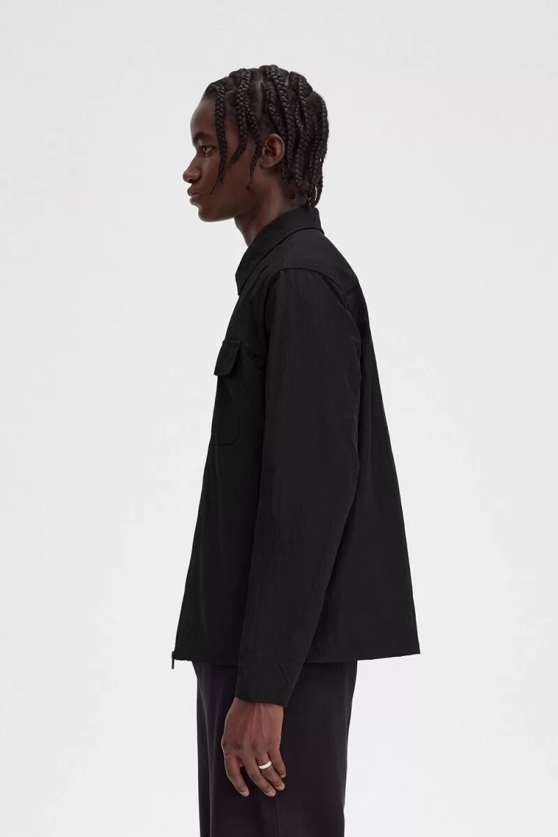 camisa fred perry con cremallera para hombre color negro