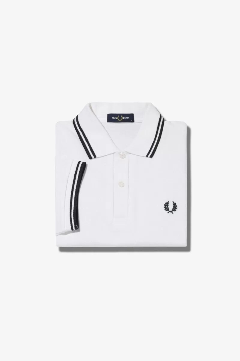camisa fred perry m3600 para hombre blanca y negra