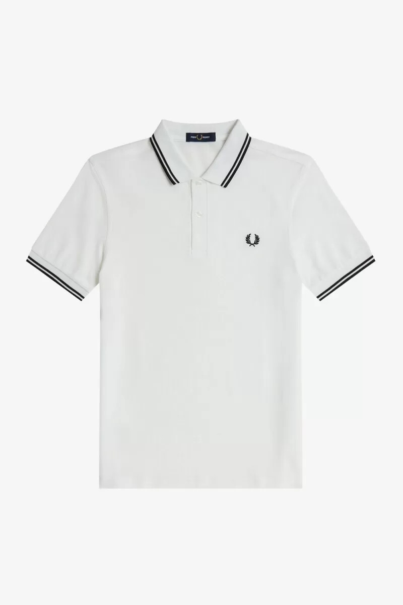 camisa fred perry m3600 para hombre blanca y negra