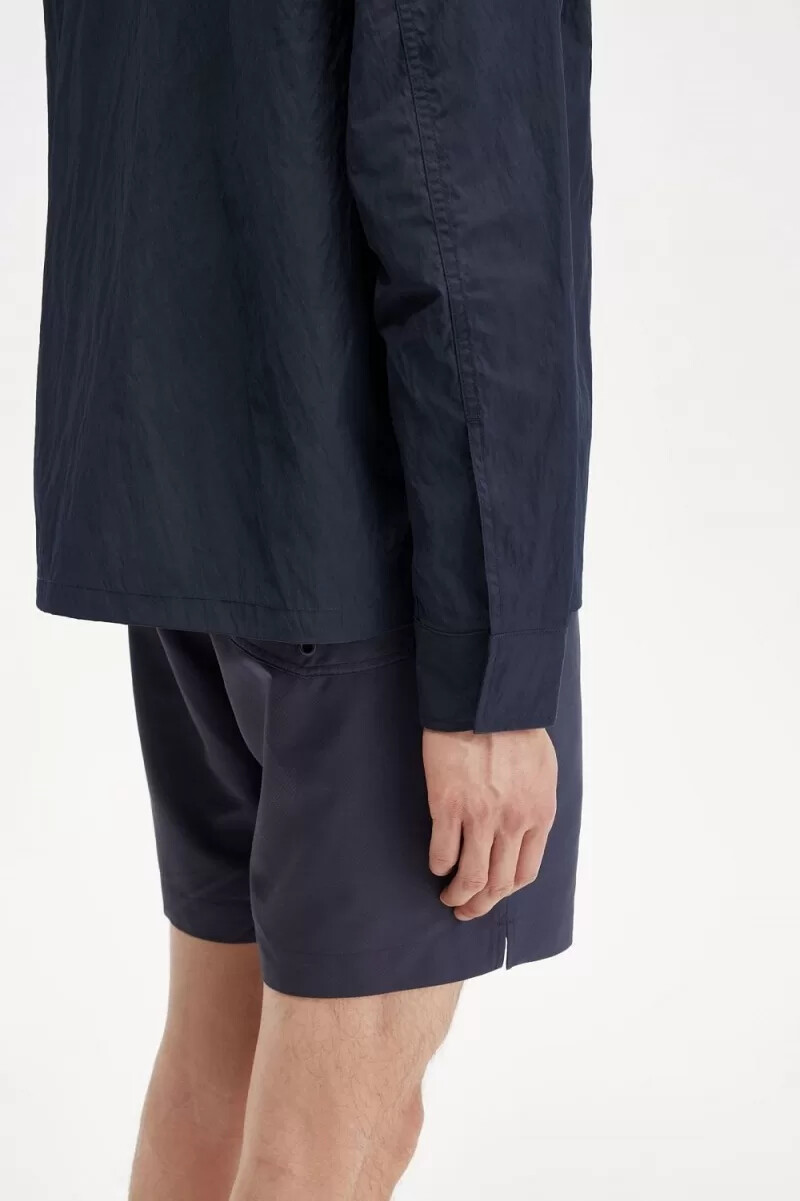 camisa fred perry con textura y cremallera para hombre color azul marino