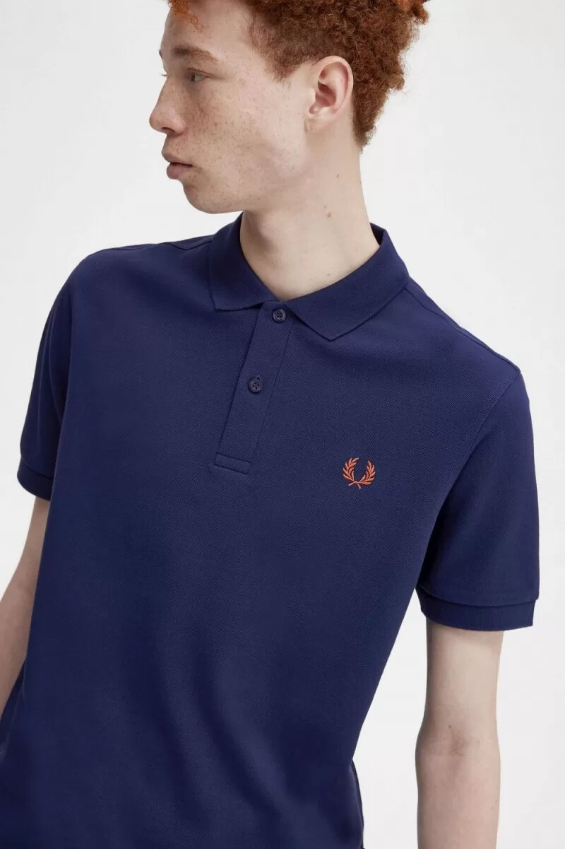 camisa fred perry m6000 para hombre color azul marino francés marrón whisky