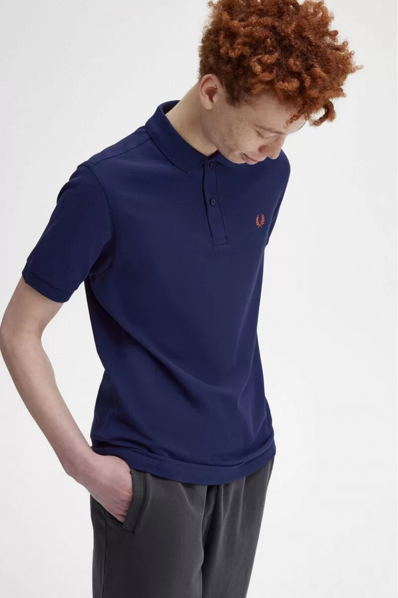 camisa fred perry m6000 para hombre color azul marino francés marrón whisky