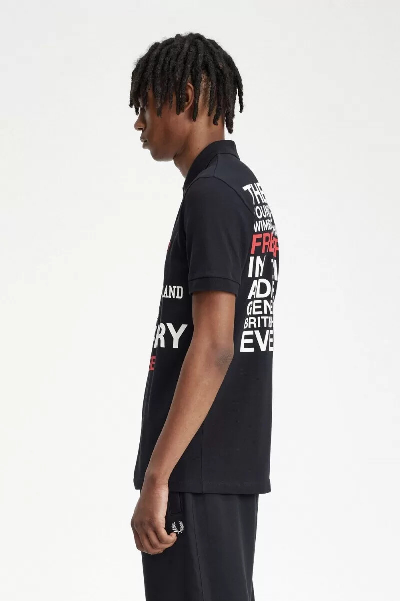camisa negra con el logotipo de fred perry para hombre