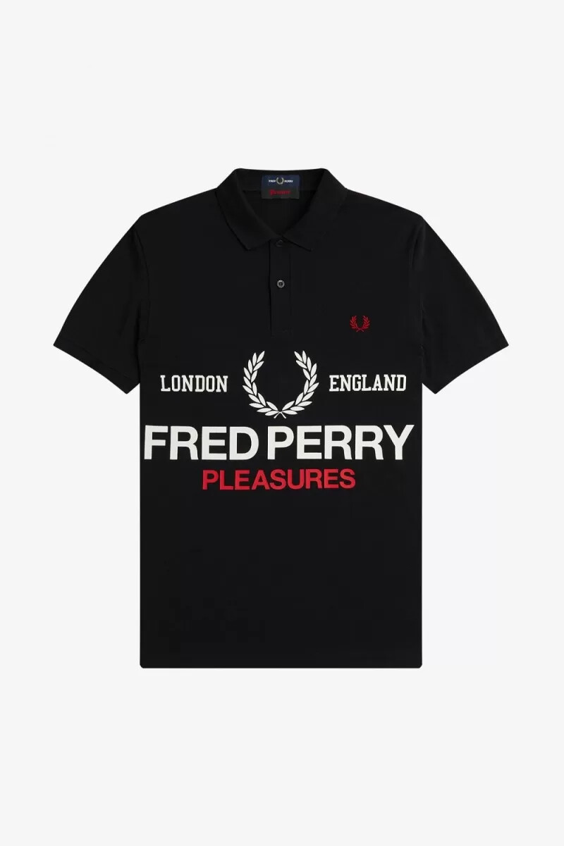camisa negra con el logotipo de fred perry para hombre